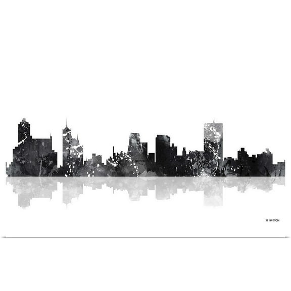 Great BIG Canvas | Rolled Marlene Watson Poster Print entitled Memphis Tennessee Skyline BW I