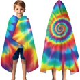 thumbnail image 3 of Colorful Tie Dye Star Mandala Pattern Hooded Bath Towel，60"x35" for Ages 3 To 12 Kids, Quick Dry Lightweight Soft Microfiber Hood Beach Towel Cover Up for Kids, 3 of 7