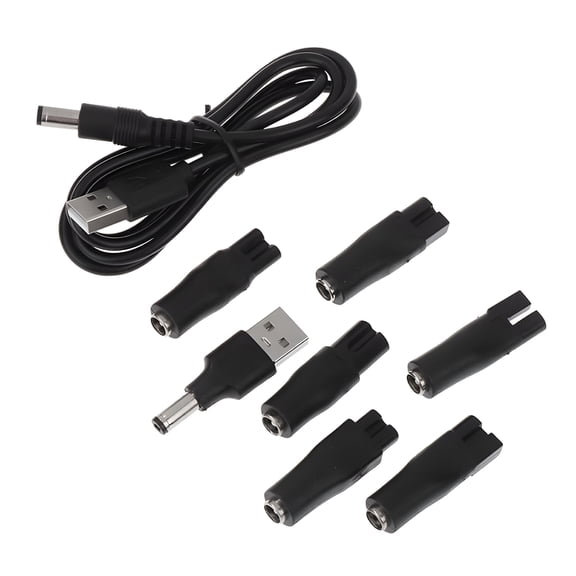 GJX 8Pcs USB Power Cord Set, 5V Replacement Charger Adapter for Electric Hair Clipper and Razor, Versatile Grooming Kit for Barbershop, Home Use, and Travel