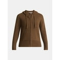 thumbnail image 3 of Time and Tru Women's Zip Front Hoodie Sweater, Midweight, Sizes XS-XXXL, 3 of 5