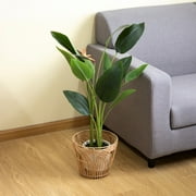 Homezone Handwoven Natural Rattan Basket with Modern Weave, Round