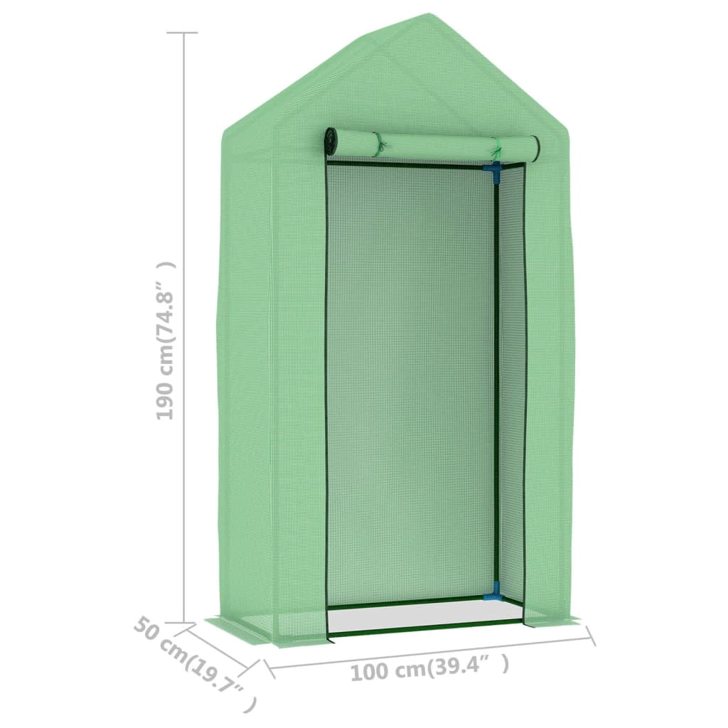 vidaXL Green PE Mesh Fabric Greenhouse Steel Frame 3.3'x1.6'x6.2' 5.4 ft² for Home Garden