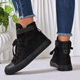 thumbnail image 3 of HIgh Top Sneakers for Women Trendy Lace up Hook and Loop Canvas Shoes Casual Walking Tennis Shoes Nonslip Flat Shoes Black Size 9.5, 3 of 8