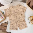 thumbnail image 2 of TOWED22 Newborn Infant Toddler Baby Boy Clothes 2pcs Dinosaur Truck Print Short Sleeve Shirt Elastic Shorts Outfits(Khaki,18-24 M), 2 of 4