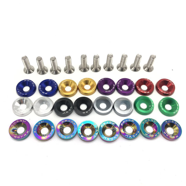 Arandela de refuerzo para parachoques delantero y trasero de coche JDM, piezas de automóvil de exportación, junta de color universal, hebilla envolvente, tornillo de placa de matrícula