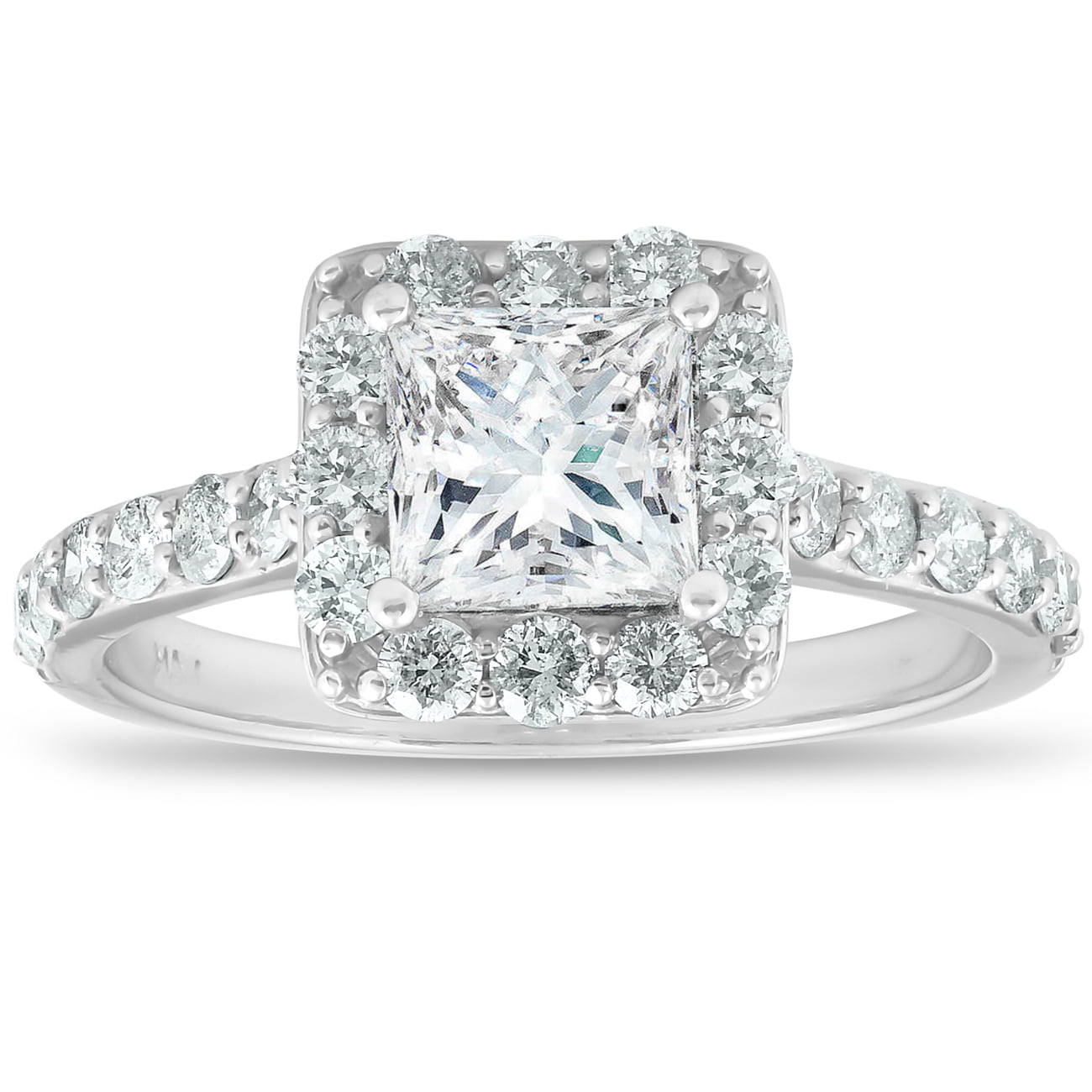 Pompeii3 2 Ct Diamond Princess  Cut  Halo  Engagement  Ring  