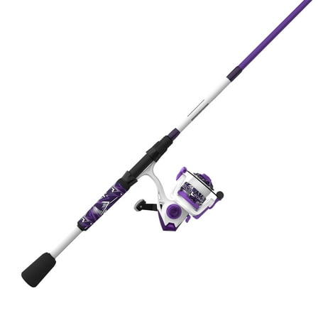 Zebco Roam Spinning Reel and Fishing Rod Combo, 6-Foot 2-Piece Fiberglass Fishing Pole, Split ComfortGrip Handle, Soft-Touch Handle Knob, Size 20 Reel, Purple