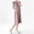 thumbnail image 4 of Robe de Maternité pour Femmes Manches Courtes Col Rond Couleur Unie Robe de Grossesse Ample, 4 of 6