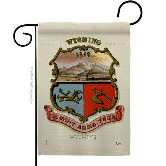 13 x 18.5 in. Coat of Arms Wyoming Garden Flag with Americana States Double-Sided Decorative Vertical House Banner Yard Gift