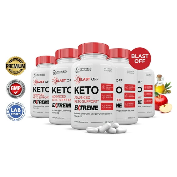 (5 Pack) Blast Off Keto ACV Extreme Pills 1675mg Alternative to Gummies Dietary Supplement 300 Capsules