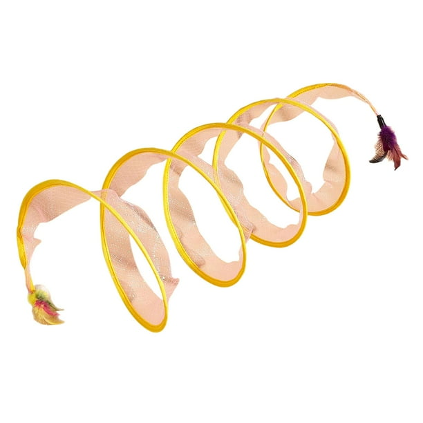 Túnel de juguete para gatos, tubos plegables, túnel en espiral portátil, juguetes para mascotas, para gatos, conejos, animales pequeños, paño neto rosa