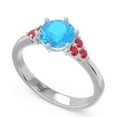 thumbnail image 2 of Diamond-Capitals 2.15 Carat Round Cut Blue Topaz & Red Ruby Gemstone Sparkle Engagement Ring for Ladies Solid 14K White Gold Size 4, 2 of 7