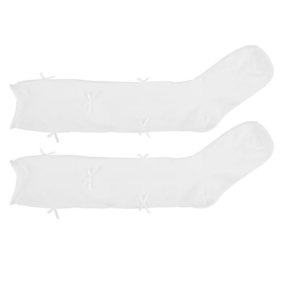 Masteelf 1 Pair High Knee Socks for Women Lolita Over Knee Stockings with Bow White Summer Stockings High Socks for Skirts Shorts and Costumes