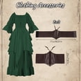 thumbnail image 6 of IROOZIGOTO Womens Medieval Renaissance Maxi Dress Off Shoulder Long Flare Sleeve with Brown Lace Up Corset Belt Halloween Cosplay Costume, 6 of 9