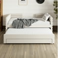 thumbnail image 2 of Twin Size Upholstered Daybed with Trundle and 3 Storage Drawers, Short-haired Linen Fabric Sofa Bed for Guest Room, Living Room, Space-Saving Modern Day Bed Frame, 2 of 7