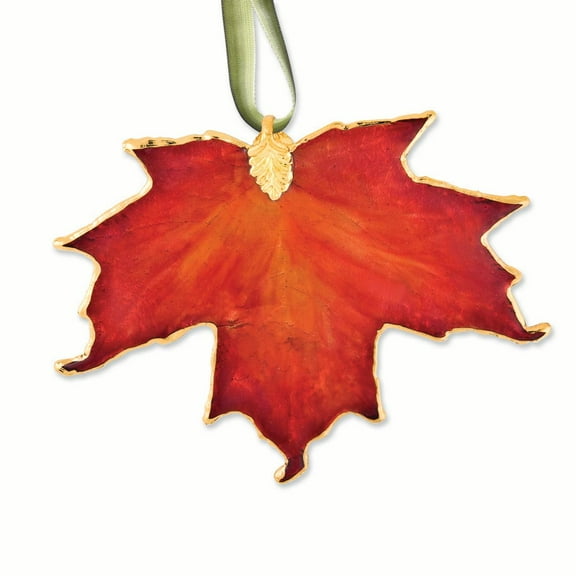 Lacquer Dipped 24k Trim Orange Sugar Maple Decorative Leaf