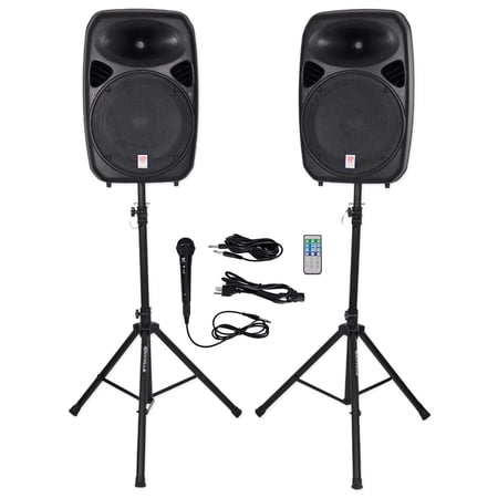 Rockville (2) 15 Bluetooth PA Church Speakers+Mic+Stands 4 Church Sound Systems