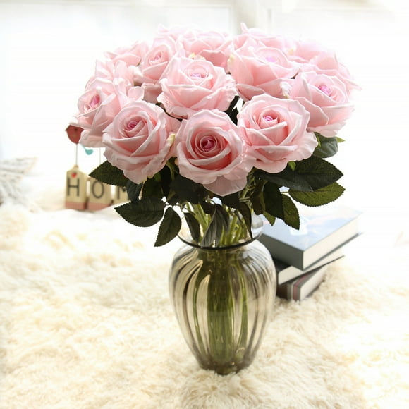 EGNMCR Fake Flowers, Artificial Flowers Artificial Fake Roses Flannel Flower Bridal Bouquet Wedding Party Home Decor Bridal Bouquet