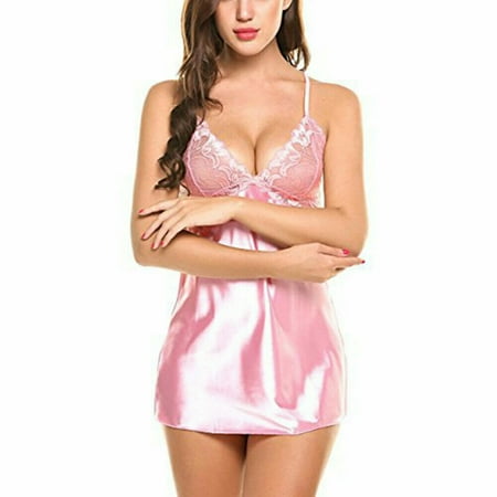 Sexy Women s Lingerie Babydoll Pajamas Silk Lace Underwear Sleepwear Night Dress Women Lingerie V Neck Nightwear Satin Sleepwear Lace Chemise