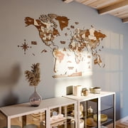 Colorfull Worlds Wood World Map Educational for Kids- Mixed XL