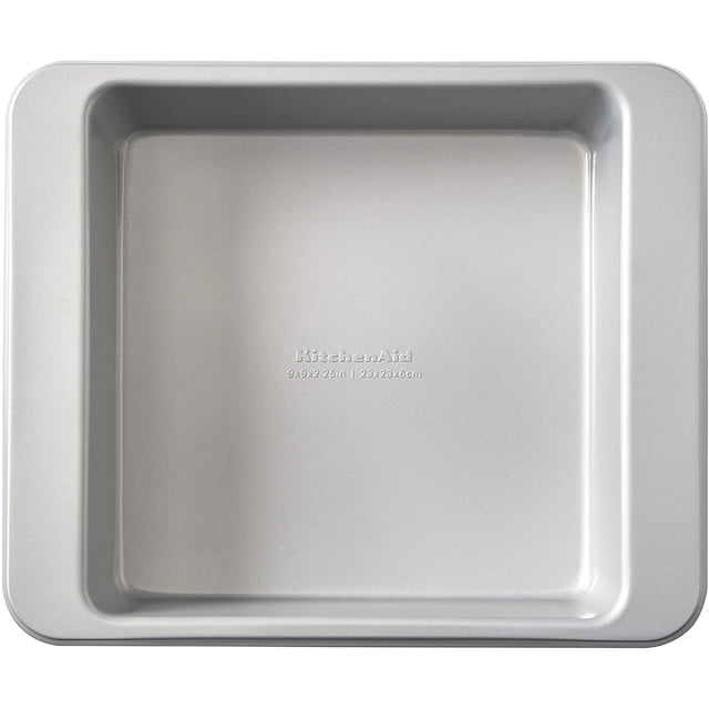 Pan para pasteles KitchenAid cuadrado de acero aluminizado antiadherente 9 pulgadas plateado
