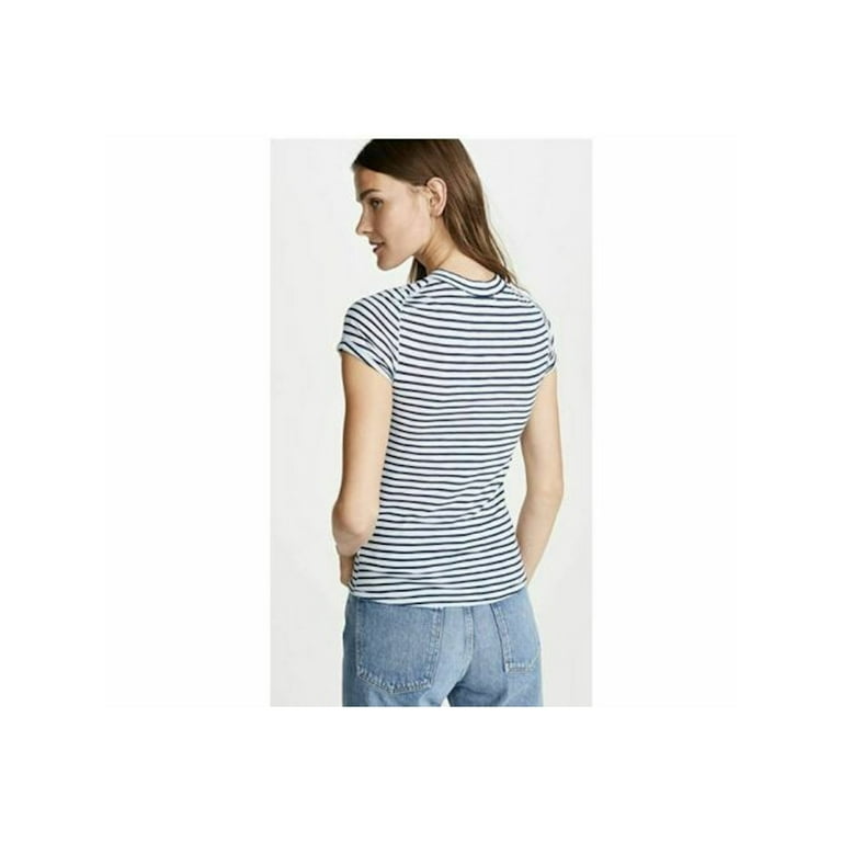 Navy and white striped womens best sale tee