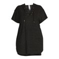 thumbnail image 5 of Time and Tru Women's Plus Size Lurex Stripe Terry Cloth Hooded Cover Up, 5 of 5