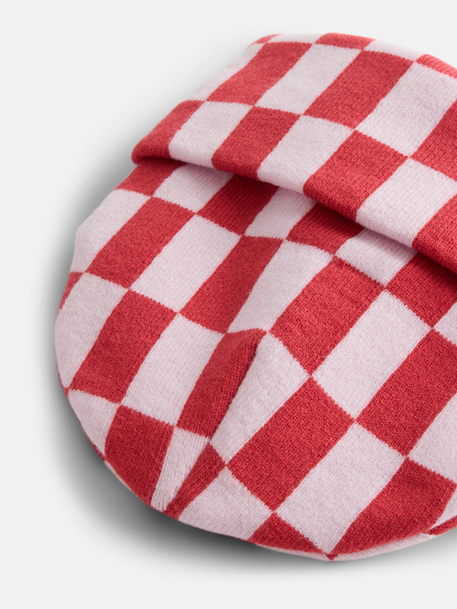 No Boundaries Women's Ribbed Knit Checkered Beanie