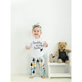 thumbnail image 3 of Kukitty Conjunto De 3 Piezas De Trajes Para Niña Daddy Is My Bestie, Camiseta De Manga Larga, Pantalones Estampados Con Diadema (3-6 Meses), 3 of 5