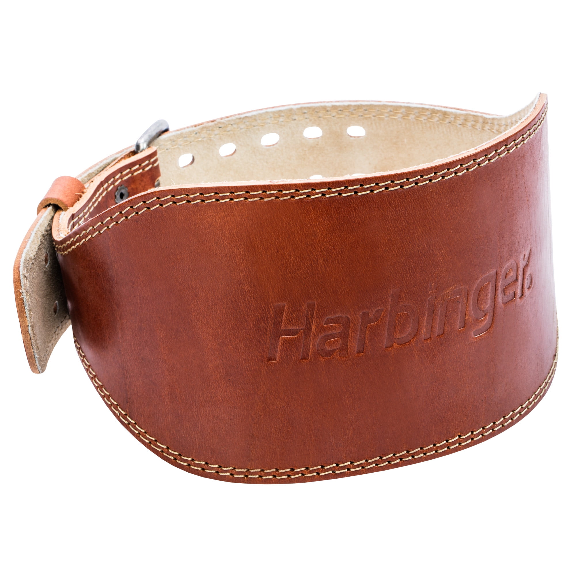 Harbinger 6-Inch Padded Leather Weightligting Belt with Countoured Design and Suede Lining 