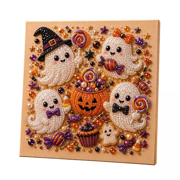 Diamond Painting Kit Colorful Ghost Halloween Themed 1 Pack Pre Designed Canvas Art Set for Adults Home Wall Decor Craft Project