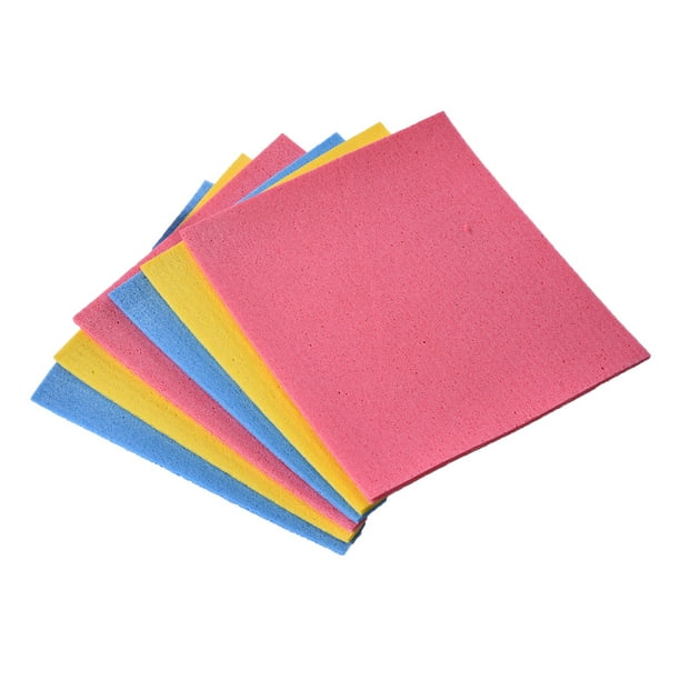 4 paños de cocina de esponja de celulosa sin aceite, para limpiar utensilios de cocina (color aleatorio).