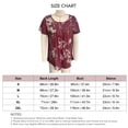 thumbnail image 2 of Camiseta de verano para mujer, blusas informales plisadas con ribete de botones delanteros de manga corta para uso diario, floral rojo vino XL, 2 of 2