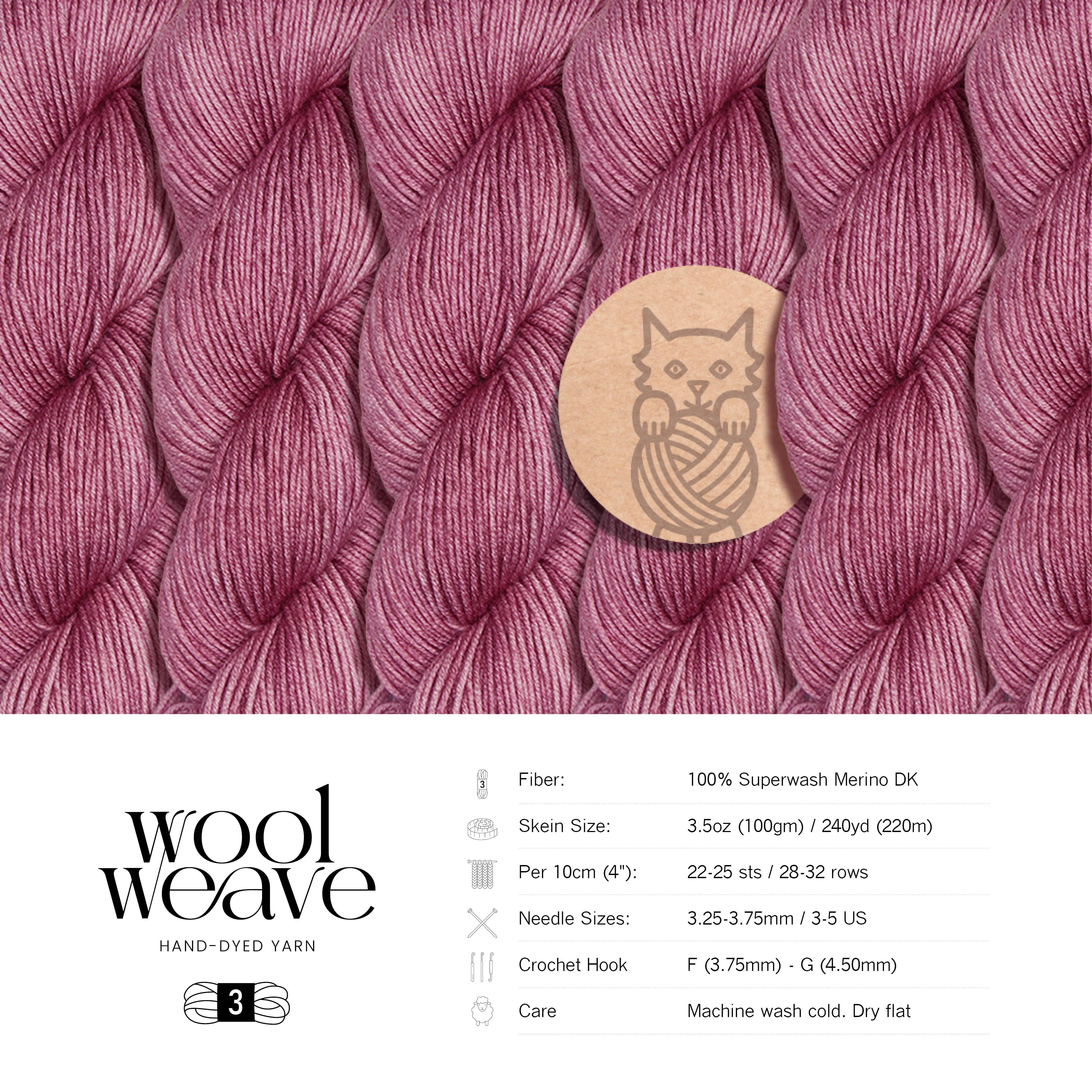 Woolweave Superwash Merino Wool Yarn - Hand-Dyed DK Weight, 100g, 240 Yards - Bougainvillea