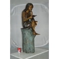 thumbnail image 3 of Sitting Girl on Log Reading a Book Bronze Statue -  Size: 19"L x 13"W x 48"H., 3 of 12