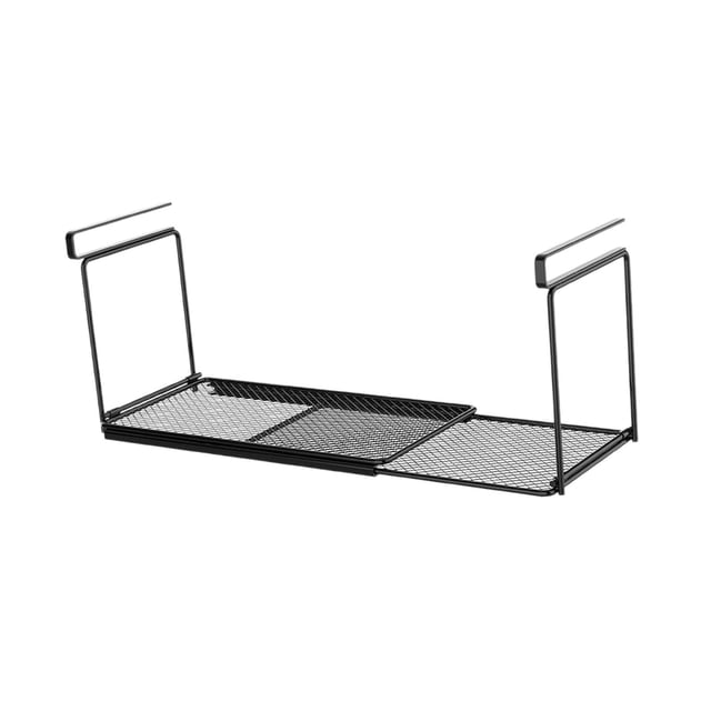 Luzkey Under Cabinet Basket Adjustable Carbon Steel Under Shelf Storage Rack Hanging Organizer Extendable Shelf Suitable for Kitchen Bathroom Office Bookshelf Desk Black