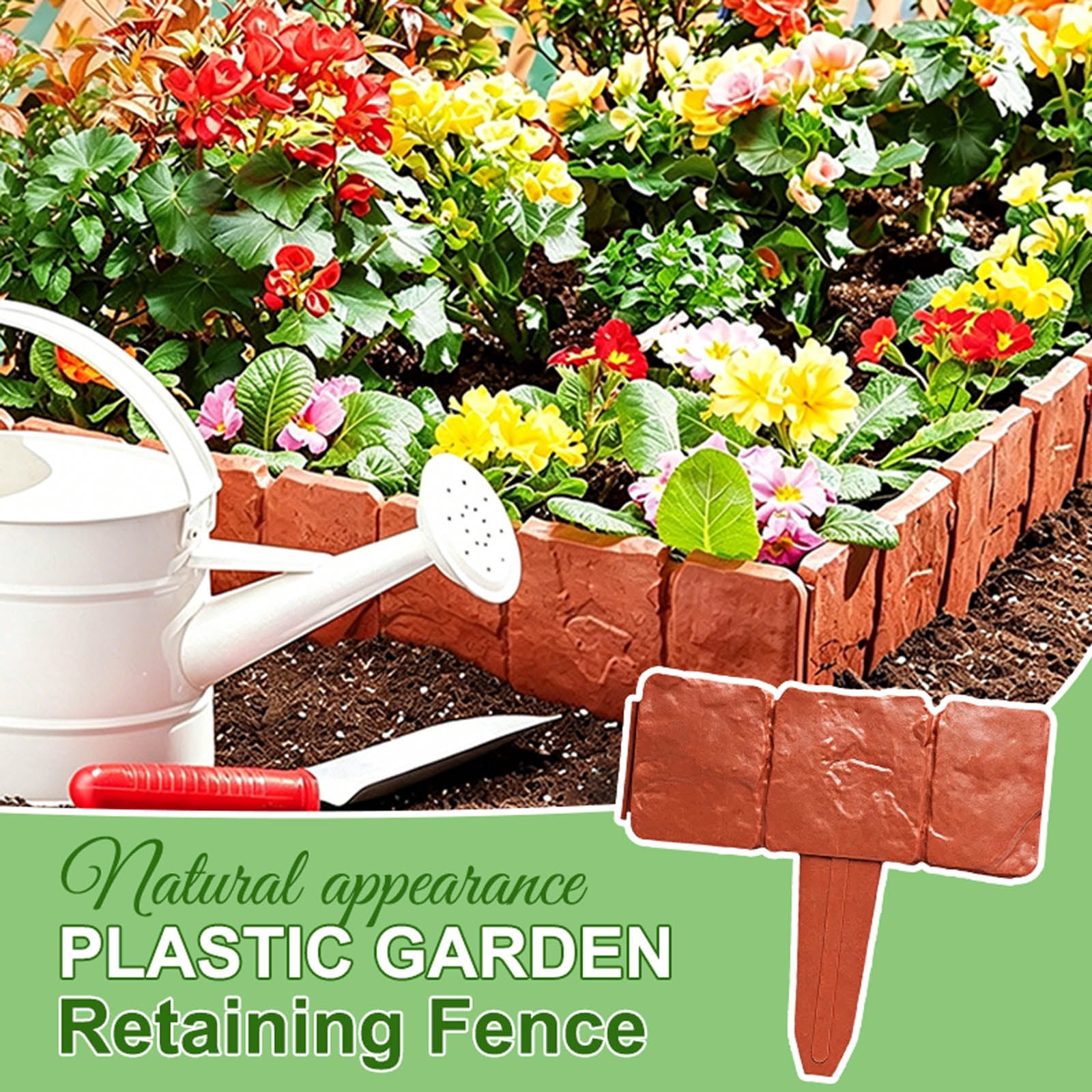 LOWLHOME Imitation Stone Garden Fence,Plastic Retaining Edging Border,Cobbled Effect Landscape Decor,Interlocking Decorative Panels Flower Bed Path Lawn(White,20pcs)