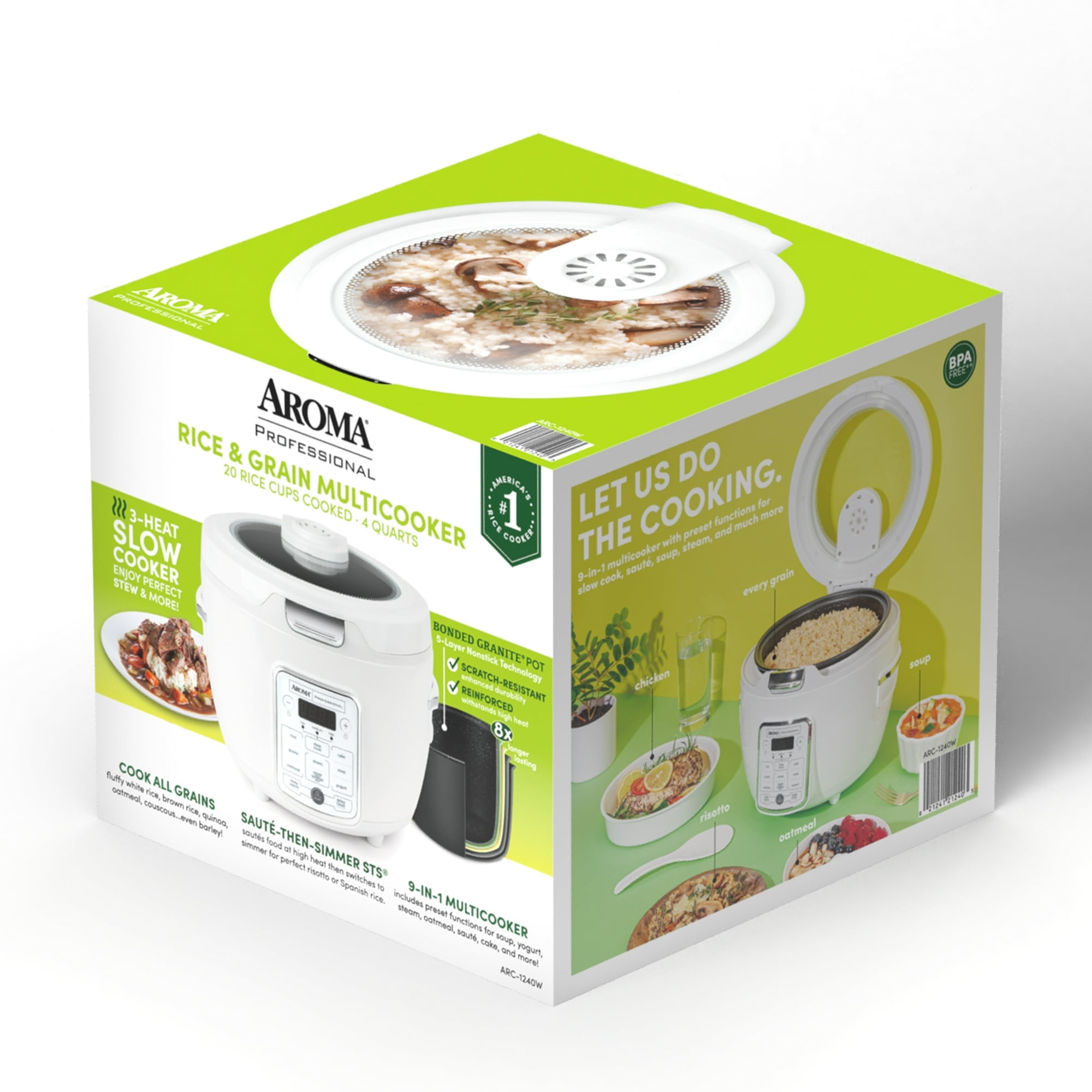 Aroma 160oz Electric Rice Cooker, White Digital Cooker Restored
