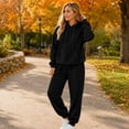 thumbnail image 7 of Trgacdwlo Fleece Sweatsets Women 2 Piece Outfit Tracksuit Fuzzy Lounge Hoodie Sweatsuit Sets Fall Winter Plush Comfy Womens Matching Sweatsuit Set Black M, 7 of 7