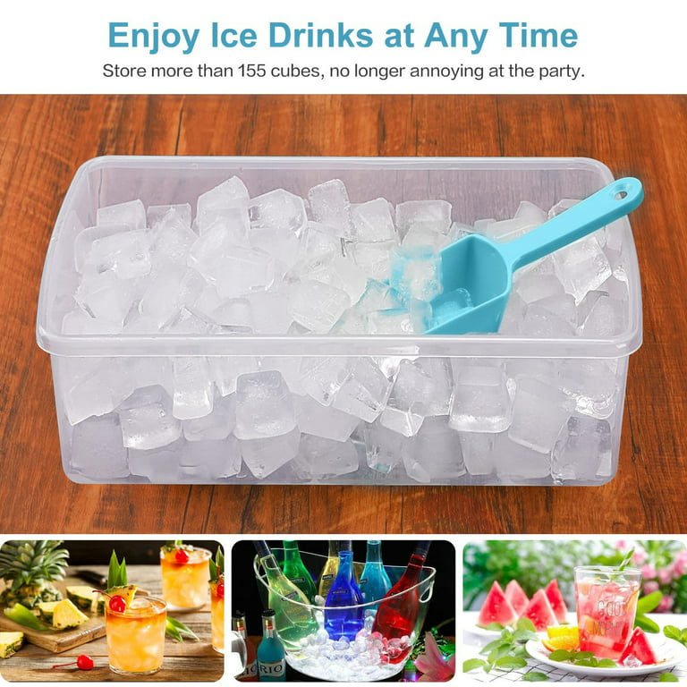SKYCARPER Food-grade Silicone Ice Cube Tray with Lid and Storage Bin for Freezer, Easy-Release 55 Small Nugget Ice Tray with Spill-Resistant Cover&Bucket
