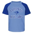 thumbnail image 2 of Infant Powder Blue/Heather Gray Toronto Blue Jays Ground Out Baller Raglan T-Shirt and Shorts Set, 2 of 3