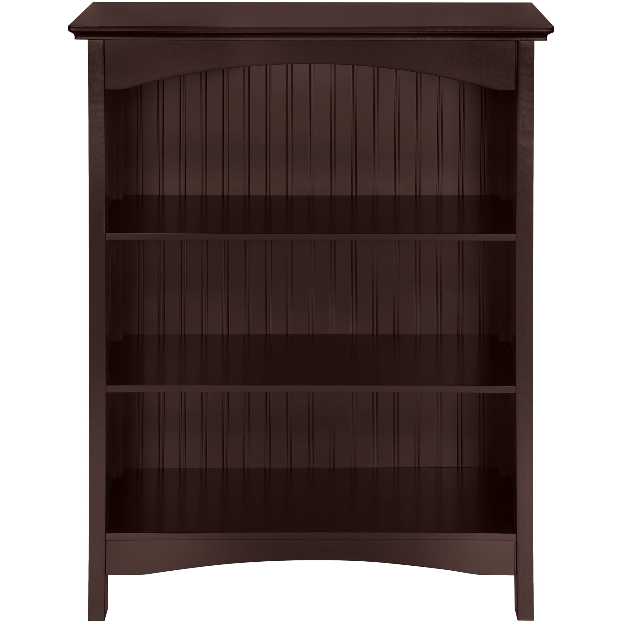 eHemco 3 Tier Storage Shelf Bookcase with 2 Arched Supports, 40 Inches Height, Cherry