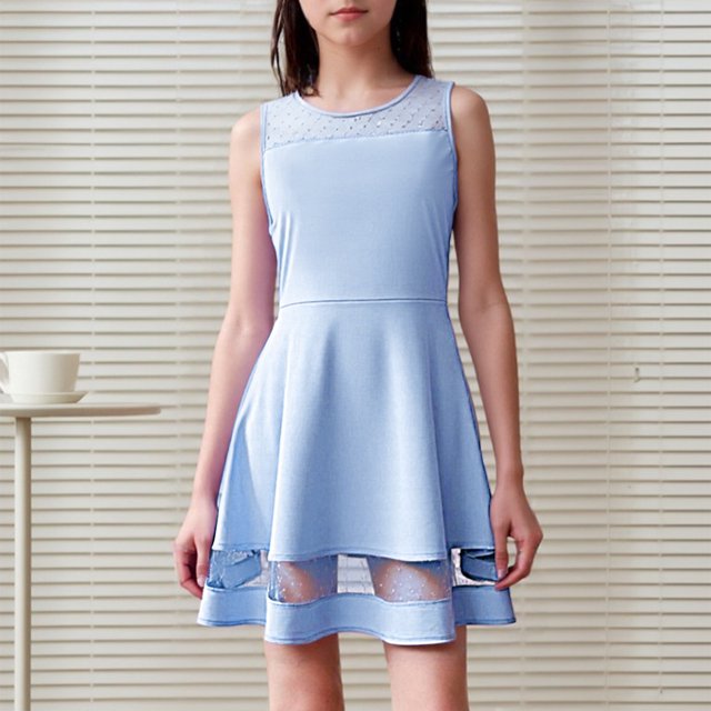 Robes pour Petite Fille Robes d'Été Sans Manches Robes Trapèze à Volants Robes Évasées en Maille pour Filles Robe de Princesse