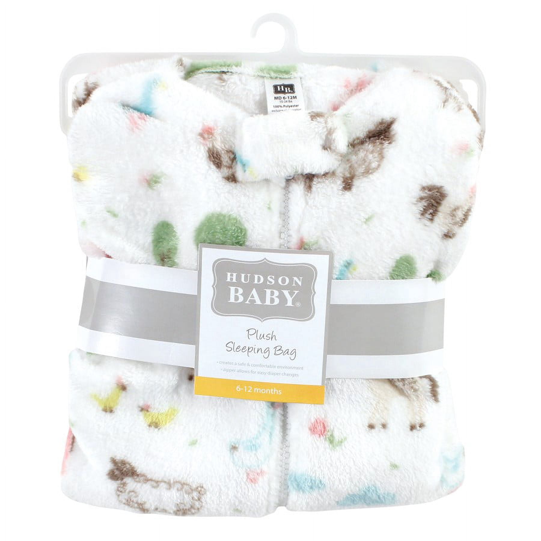 Hudson Baby Infant Girl Plush Sleeping Bag, Sack, Blanket, Girl Farm Animals, 12-18 Months