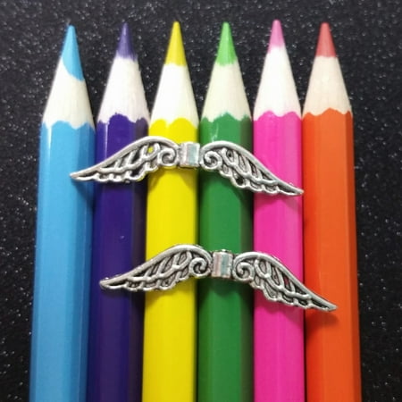 Found Metal Charms Wings - 10 PCS - Filigree Wings Angel Fairy Bead Spacer Silver Charm Pendant C0063