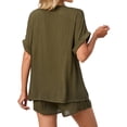 thumbnail image 2 of Hanerdun Women 2PCS Pajamas Sleepwear Female Short Sleeve Top & Shorts Pjs Set Green XL, 2 of 6