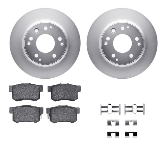 Dynamic Friction Company Rear Geospec Brake Rotors with 5000 Advanced Brake Pads includes Hardware 4512-59147