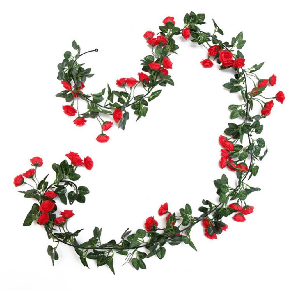 Red Rose Vines Artificial Flower Garland Greenery Red Floral Garland