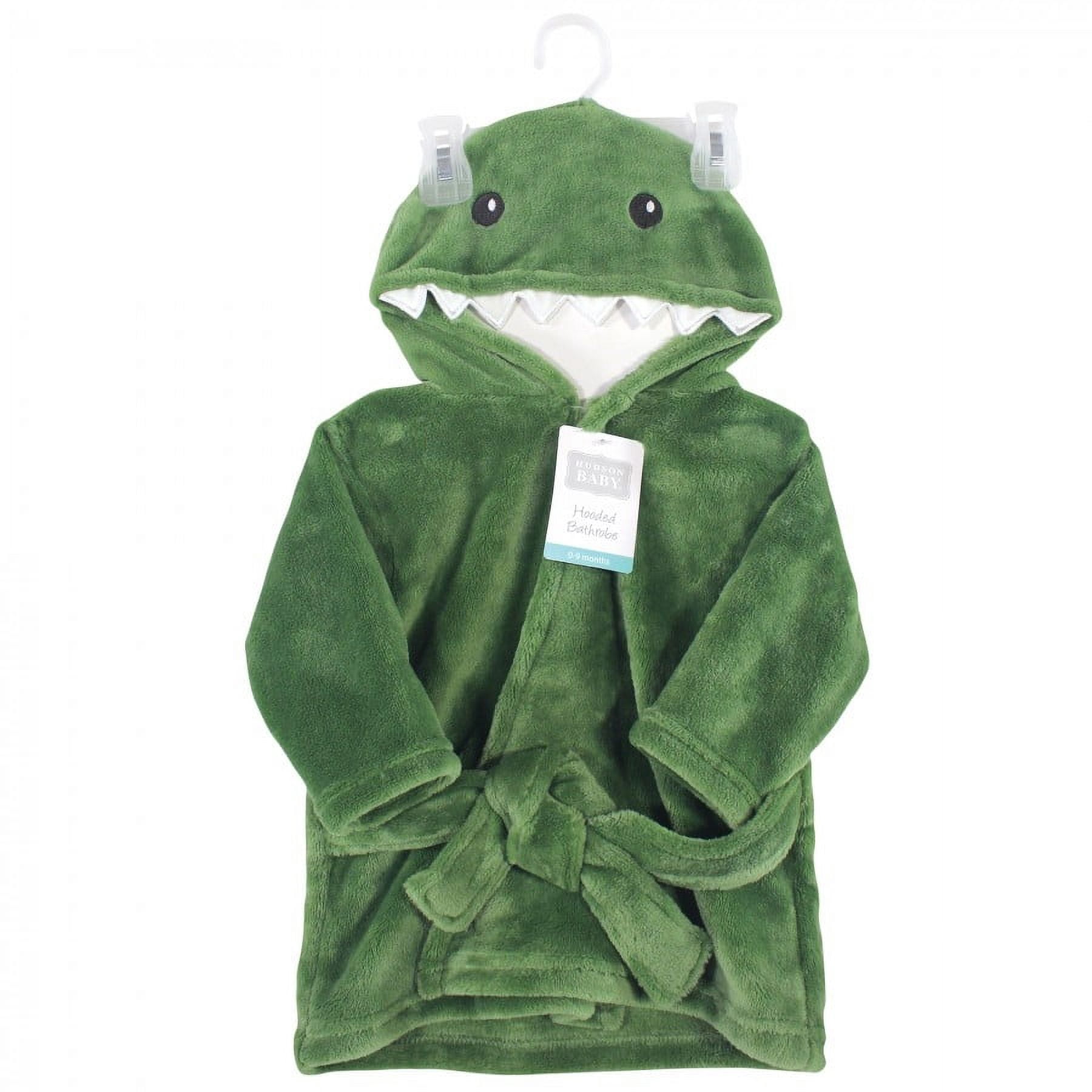 Hudson Baby Infant Unisex Plush Animal Face Bathrobe, Dinosaur, 0-9 Months