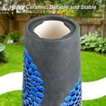 thumbnail image 2 of EFISPSS Ceramic Outdoor Bird Bath with Diamond and Blue Decor, 2 of 7